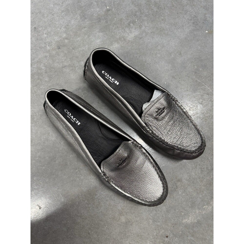 Brand New AMBER  Metallic Tumbled  Coach loafers COLOR GUNMETAL Size 8.5 - Picture 4 of 8